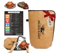 Coperta per barbecue per riposare la carne, 53,3 cm, borsa isolata per petto, spalla di maiale e tacchino, tabella della temperatura della carne e guida al fumo, accessori per affumicatori per