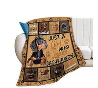 Coperta per bassotto, regalo per gli amanti dei cani, super morbida, accogliente, calda, con cani carini, coperta in pile peloso con scritta "Just A Girl Who Loves Dachshund", regalo per bambini