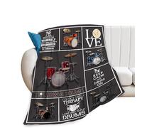 Coperta per batteria, con musica rock, morbida flanella, biancheria da letto, strumento musicale, regali per uomini, batteristi, ragazzi, donne, ragazze, amanti adulti, roba in peluche per divano