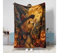 Coperta per cani con cockapoo di Halloween, 101 x 127 cm, con farfalle spettrali, morbida e accogliente, in flanella, per divano, letto, spiaggia, viaggi, divertente decorazione per la casa e il