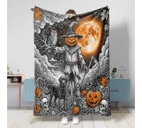 Coperta per cani con labrador retriever di Halloween, 101 x 127 cm, coperta in flanella soffice e pelosa, per divano, divano, viaggio, gufo, decorazione per la casa e il letto