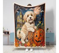 Coperta per cani Havanese di Halloween, 127 x 152 cm, morbida e accogliente, in flanella, per divano, letto, spiaggia, viaggi, decorazione spettrale per la casa e il divano