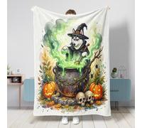 Coperta per cani husky di Halloween, 152 x 203 cm, coperta in flanella soffice e pelosa, per divano, divano, viaggio, decorazione per la casa e il letto delle streghe
