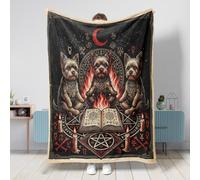 Coperta per cani Yorkies di Halloween, 127 x 152 cm, morbida e accogliente coperta in flanella per divano, letto, spiaggia, viaggi, decorazione spettrale per la casa e il divano
