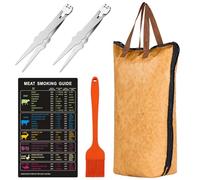 Coperta per carne da barbecue, 53,3 cm, borsa isolata in PE per carne alla griglia, include termometro per barbecue, pinze a doppio uso, spazzola per olio in silicone, per grigliare all'aperto e