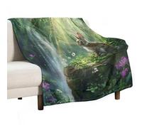 Coperta per Casa,Accogliente Coperta Pile Bunny Trees Green Nature Plants Flower Animal Decorativo E Multiuso Soggiorno Plaid Pile S