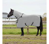Coperta per cavallo, grigio chiaro e rosa, 105 cm, in poliestere, traspirante, impermeabile, antistrappo, con fodera, per pascolo, invernale, per esterni, protezione per il collo per pony, pulaio