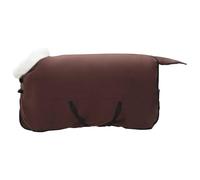Coperta per cavallo, marrone scuro, 145 cm, in pile polare, antivento, calda, per esterni, per stalla, traspirante, antistrappo, fodera con cinghia