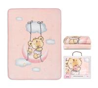 Coperta per culla Osito Nube rosa · 110x140 cm · Morbida, invernale e calda coperta per lettino in flanella · INTERBABY