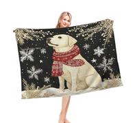 Coperta per Divano Christmas Labrador Retriever Red And Black, Snowflake Leggera Coperta in Flanella Morbida Plaid Pile di Flanella per Adulti intérieur Ufficio