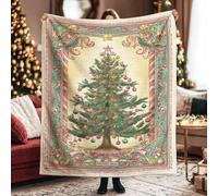 Coperta per Divano Christmas Tree Vintage Fanciful Ornaments Candy Canes Decorativa Coperta Termica Leggera Plaid Pile di Flanella per Soggiorno Camera da Letto Letto L