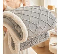Coperta Per Divano, Coperta Da Letto Morbida A Doppio Strato In Jacquard 3D, Lenzuola Grandi E Spesse, Scialli E Coperte Per L'inverno, I Viaggi, Il Campeggio, Coperte In Pile(Grigio,180x200cm)