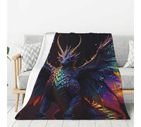 Coperta per divano, divano e letto, con ali arcobaleno e drago, morbida, leggera, comoda, in flanella, per tutte le stagioni