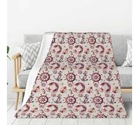 Coperta per divano, divano e letto, con motivo di ancora e timone, morbida e leggera, comoda coperta in flanella per tutte le stagioni
