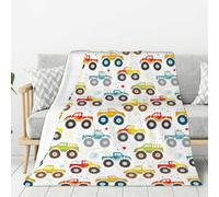Coperta per divano, divano e letto, con motivo Monster Trucks in stile cartone animato, morbida, leggera e confortevole, coperta in flanella calda e accogliente per tutte le stagioni