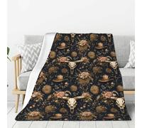 Coperta per divano, divano e letto, con stampa di teschio occidentale, alla moda, morbida, leggera, comoda, in flanella, calda e accogliente, per tutte le stagioni