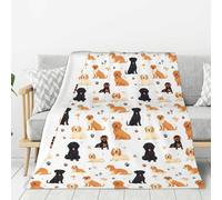 Coperta per divano, divano e letto, con stampa di un cucciolo di cane, alla moda, morbida, leggera, confortevole, pelosa, calda e accogliente, in flanella per tutte le stagioni