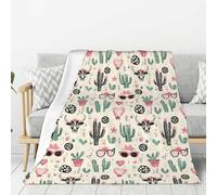 Coperta per divano, divano e letto, stampa con cactus occidentale 1, alla moda, morbida, leggera, confortevole, pelosa, calda e accogliente, in flanella per tutte le stagioni