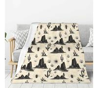 Coperta per divano, divano e letto, stampa con cactus occidentale, alla moda, morbida, leggera, comoda, pelosa, calda e accogliente, in flanella, per tutte le stagioni