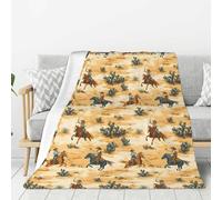 Coperta per divano, divano e letto, stampa con cowboy occidentale, cactus B, alla moda, morbida, leggera, comoda, pelosa, calda e accogliente, in flanella per tutte le stagioni