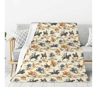 Coperta per divano, divano e letto, stampa cowboy occidentale, alla moda, morbida, leggera, comoda, pelosa, calda e accogliente, in flanella, per tutte le stagioni