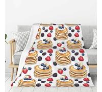 Coperta per divano, divano e letto, stampa di torte di frutti di bosco, alla moda, morbida, leggera, comoda, pelosa, calda e accogliente, in flanella, per tutte le stagioni