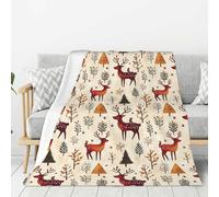 Coperta per divano e letto, con stampa di cervi e uccelli della foresta, alla moda, morbida, leggera e comoda, in flanella di peluche, calda e accogliente, per tutte le stagioni