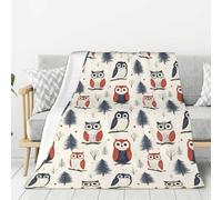 Coperta per divano e letto, con stampa di gufi nel bosco, alla moda, morbida, leggera, confortevole, pelosa, calda e accogliente, in flanella per tutte le stagioni