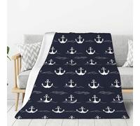 Coperta per divano e letto, con stampa di onde dell'oceano e ancora, alla moda, morbida, leggera, confortevole, pelosa, calda e accogliente, in flanella per tutte le stagioni