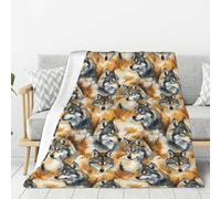Coperta per divano e letto, con stampa di testa di lupo nel bosco, alla moda, morbida, leggera, comoda, pelosa, calda e accogliente, in flanella per tutte le stagioni