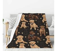 Coperta per divano e letto, con stampa di zampe di cane labrador, alla moda, morbida, leggera, comoda, pelosa, calda e accogliente, in flanella, per tutte le stagioni