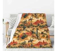 Coperta per divano e letto, motivo cowboy occidentale, alla moda, morbida, leggera, confortevole, pelosa, calda e accogliente, in flanella per tutte le stagioni