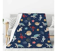 Coperta per divano e letto, motivo creature marine, super morbida, leggera e comoda, coperta in flanella calda e accogliente per tutte le stagioni