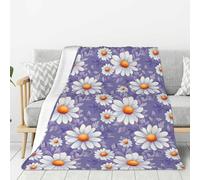 Coperta per divano e letto, motivo margherita viola, alla moda, morbida, leggera, confortevole, pelosa, calda e accogliente, per tutte le stagioni
