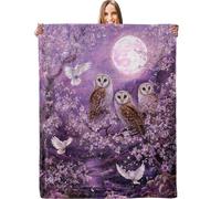 Coperta Per Divano Enchanted Moonlit Owls, Night Trees Bird Pattern L