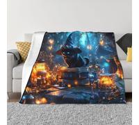 Coperta per divano - Halloween strega cappello gatto k morbida confortevole leggera accogliente coperta calda coperta in flanella pelosa e copriletto per divano e letto per tutte le stagioni