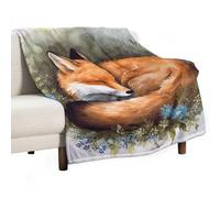 Coperta per divano letto, morbida e accogliente coperta con peluche per letto matrimoniale, coperta di flanella leggera con volpe addormentata, per letto, divano, decorazione per la casa, tutte le