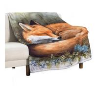 Coperta per divano letto, morbida e accogliente coperta con peluche per letto matrimoniale, coperta di flanella leggera con volpe addormentata, per letto, divano, decorazione per la casa, tutte le