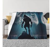 Coperta per divano, luna lupo guerriero morbida e comoda coperta calda, leggera e accogliente coperta in flanella per divano letto per tutte le stagioni, 101,6 x 76,2 cm