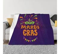 Coperta per divano, Mardi Gras2, morbida, comoda e calda, leggera e confortevole, coperta in flanella per divano letto per tutte le stagioni, 101,6 x 76,2 cm