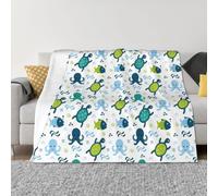 Coperta per divano - motivo creature marine dei cartoni animati - morbida e confortevole coperta in peluche caldo e accogliente in flanella per divano e letto per tutte le stagioni