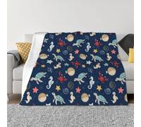 Coperta per divano, motivo creature marine, morbida, leggera, accogliente, in peluche, calda, comoda coperta in flanella pelosa, per divano e letto, per tutte le stagioni