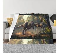 Coperta per divano, motivo: dinosauro della giungla, morbida, leggera, accogliente, in peluche, coperta in flanella comoda e pelosa, per divano e letto, per tutte le stagioni