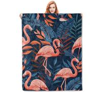 Coperta Per Divano Pink Flamingo And Tropical Leaves Coperta S