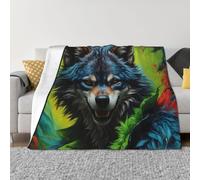 Coperta per divano, stile realistico, con lupo guerriero, morbida e comoda coperta calda, leggera e accogliente coperta in flanella per divano letto per tutte le stagioni, 101,6 x 76,2 cm