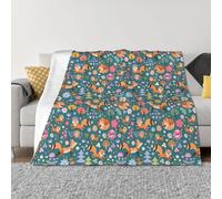 Coperta per divano, super morbida, comoda e calda, leggera, accogliente, in peluche, volpi e uccelli nella foresta, coperta in flanella per divano e letto per tutte le stagioni