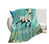 Coperta per divano, super morbida e accogliente, da donna, con capra, in flanella, personalizzata, lussuosa, per divano, letto e ufficio, 101 x 127 cm