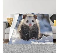 Coperta per divano, ultra morbida, in micropile, coperta con opossum sulla neve, calda, accogliente, spessa, leggera, in flanella, per letto, soggiorno, divano, decorazione per la casa, tutte le