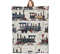 Coperta per Divano Vintage Steam Train Cute Classic Railway Retro Calda Coperta Invernale Morbida Plaid Pile di Flanella per Divano Soggiorno Sedia Ufficio