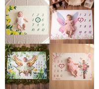 Coperta per fotografia con tema limone e farfalla della pace per neonati, stampa su tessuto (80cm*120cm), stile pastorale, coperta commemorativa per la crescita mensile del bambino, adatta per servizi